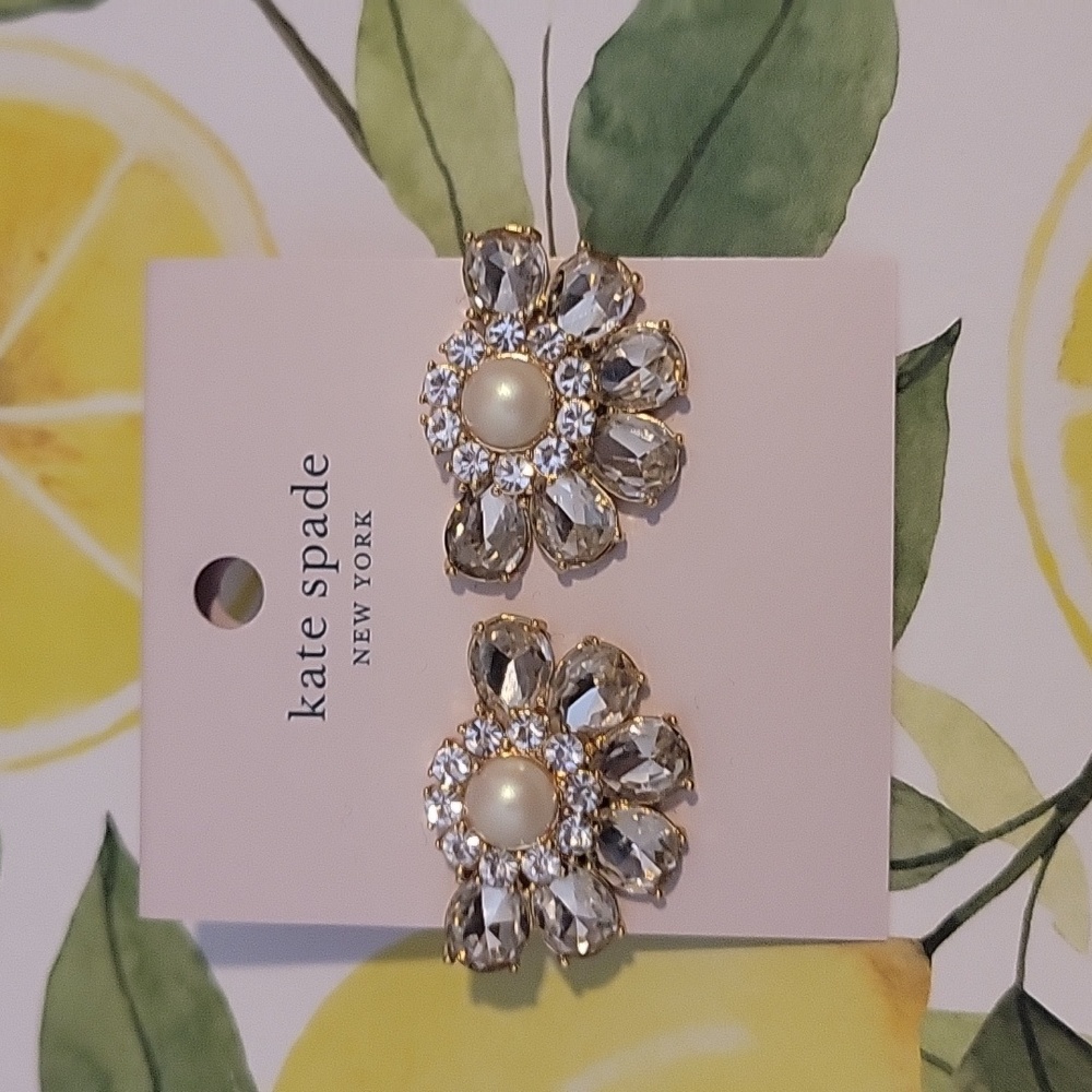 Kate Spade Pearl Rhinestones Stud Earrings NWT